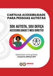 imagem da capa da cartilha, fundo cinza com um traço vermelho à direita e o logo da Abraça no centro.